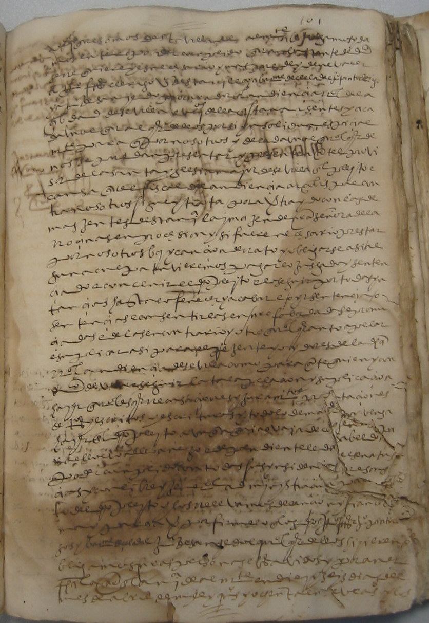 Parte del documento notarial donde consta el traslado de la Virgen de Ntra. Sra. de las Rocinas, fechado en Almonte en 16 de abril de 1589. Cortesía del Archivo de Protocolos Notariales de La Palma del Condado ( Vid. renglones 13 y 14). Parte del documento notarial donde consta el traslado de la Virgen de Ntra. Sra. de las Rocinas, fechado