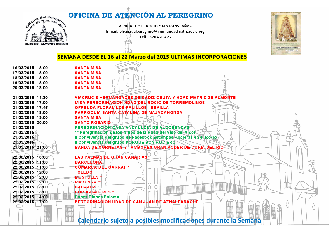 calendario rocio 16-22-marzo-2015