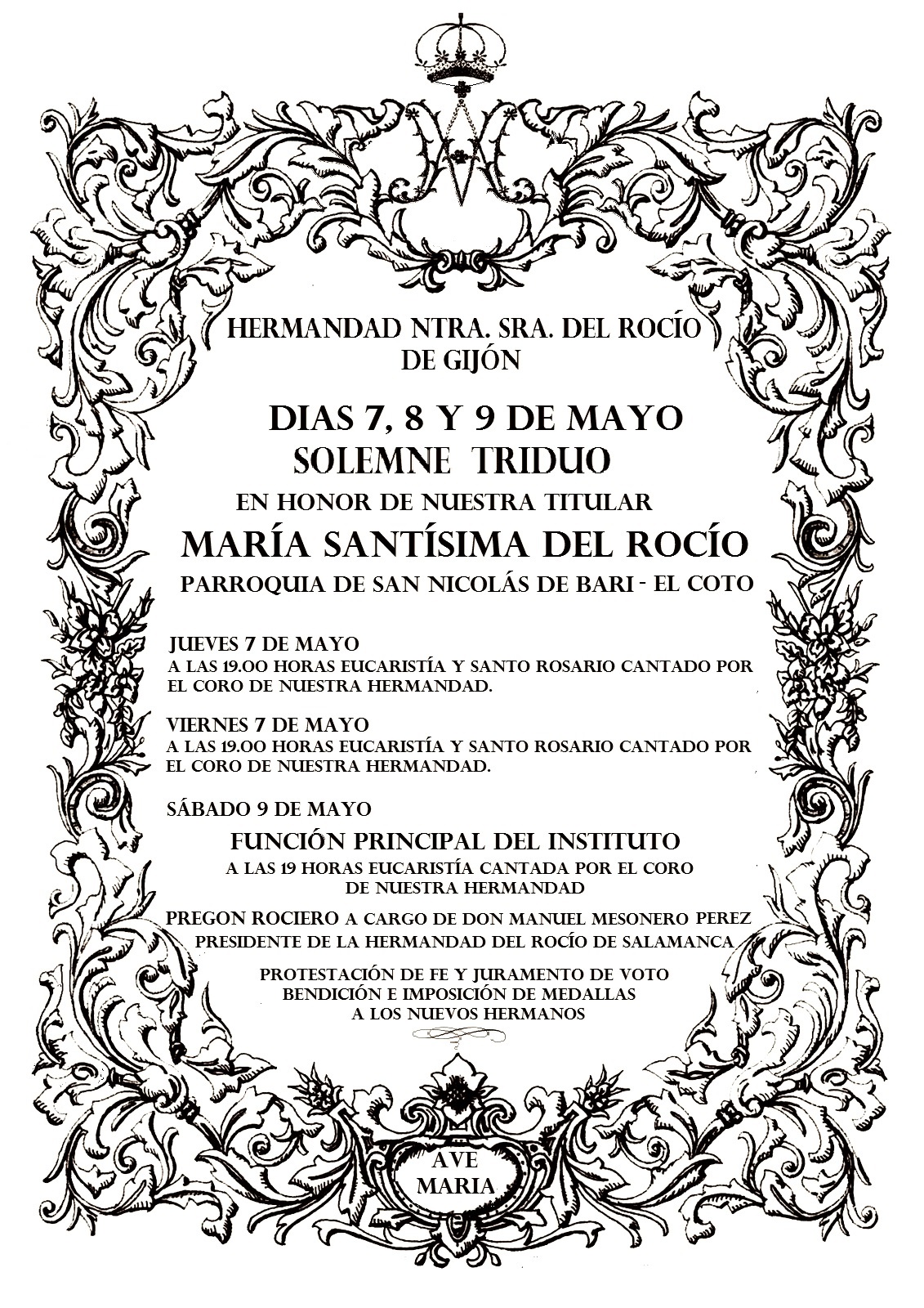 CARTEL TRIDUO HDAD ROCÍO GIJÓN 2015