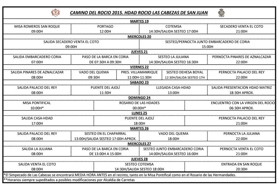 Las Cabezas - itinerarios rocio 2015