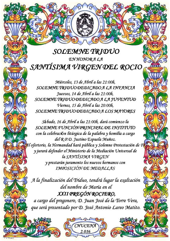 Chucena triduo 2016 y pregon