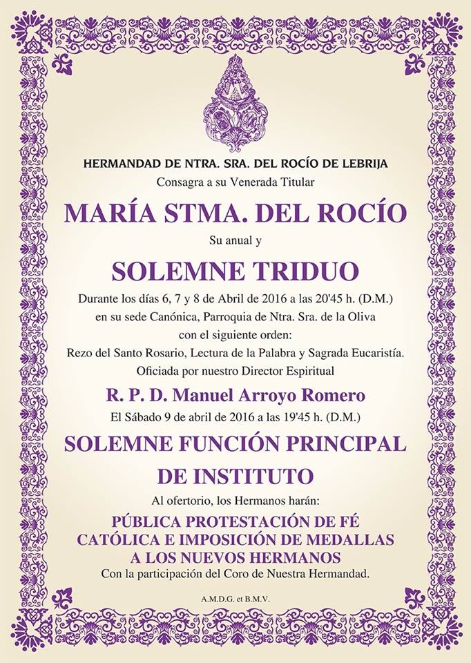 Lebrija cultos rocio 2016