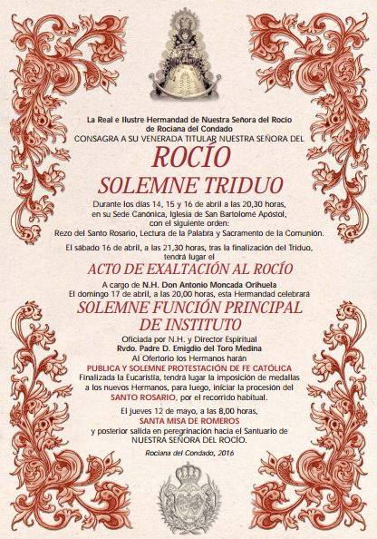 Rociana triduo 2016