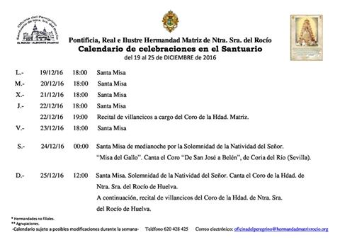 calendario-de-celebraciones-rocio-del-19-al-25-de-diciembre-2016