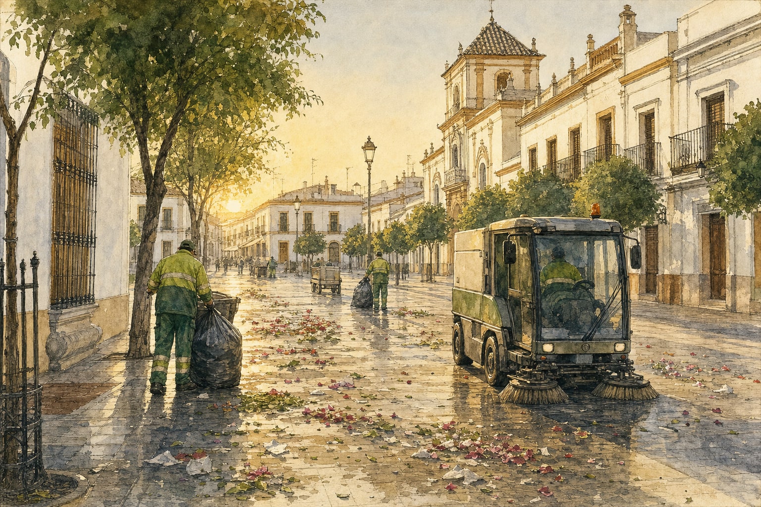 Ilustración de la sostenibilidad a prueba: limpieza y residuos tras la venida