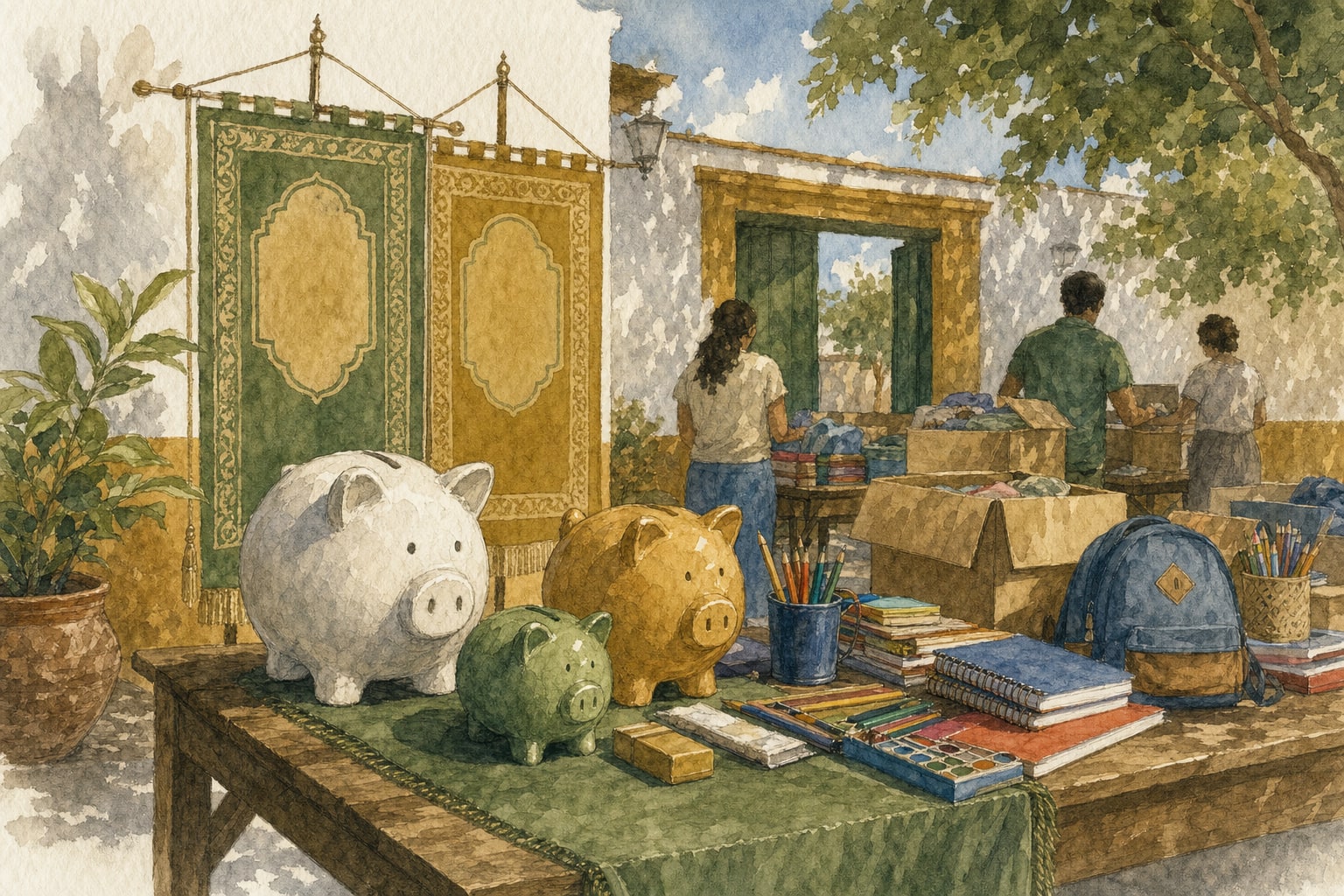 Ilustración de solidaridad en la vuelta al cole: la hucha solidaria de la línea