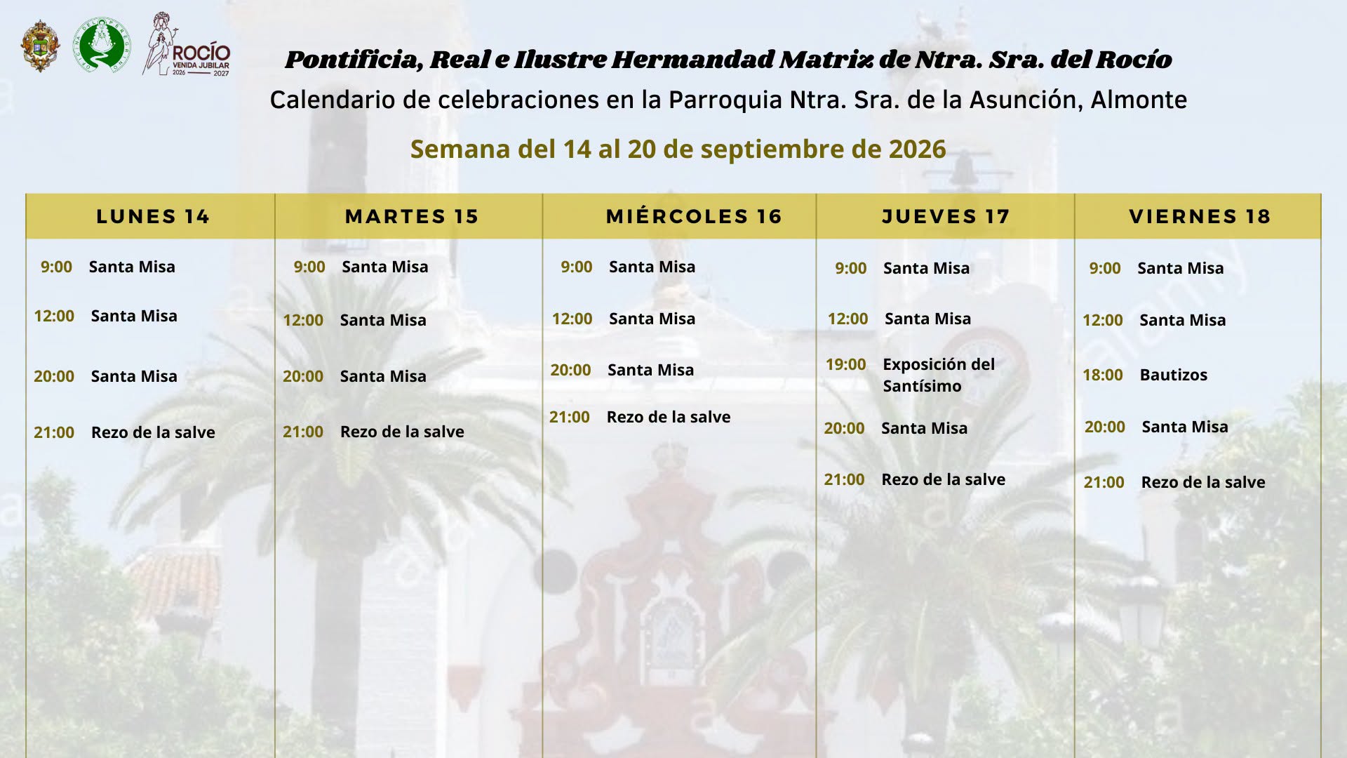 celebraciones de la semana del 14 al 20 de septiembre 1