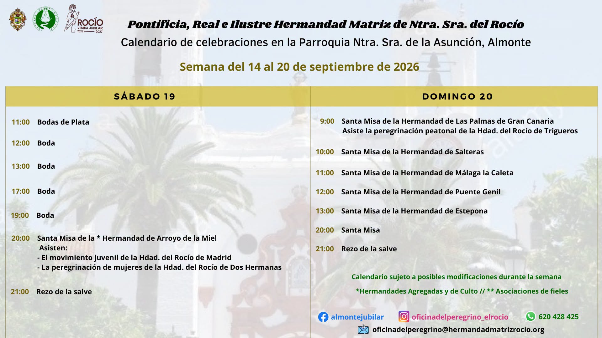celebraciones de la semana del 14 al 20 de septiembre 2