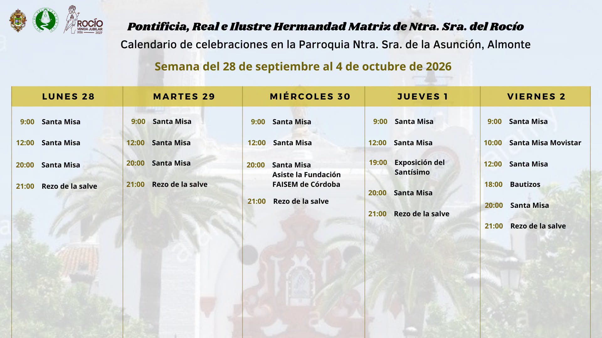 celebraciones de la semana del 28 de septiembre al 4 de octubre de 2026 1