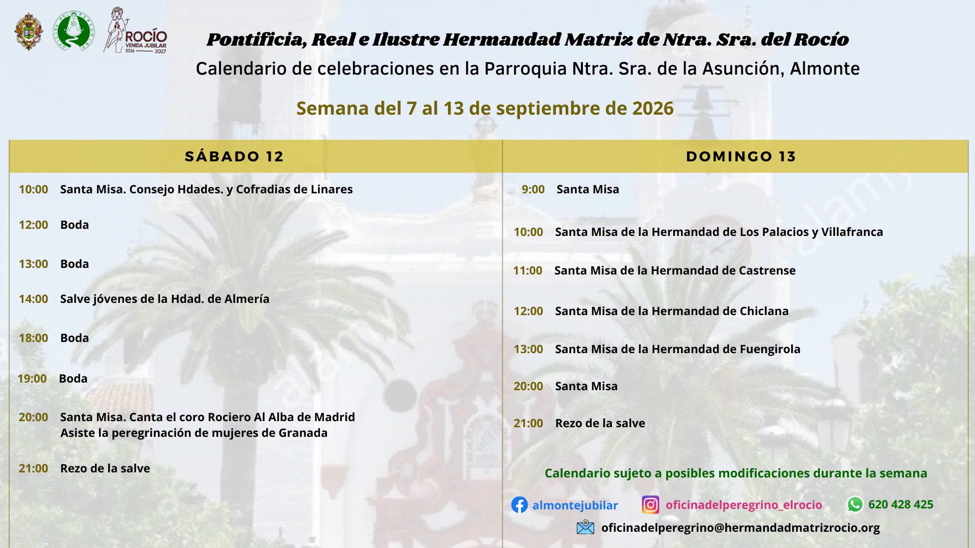 celebraciones de la semana del 7 al 13 de septiembre 2