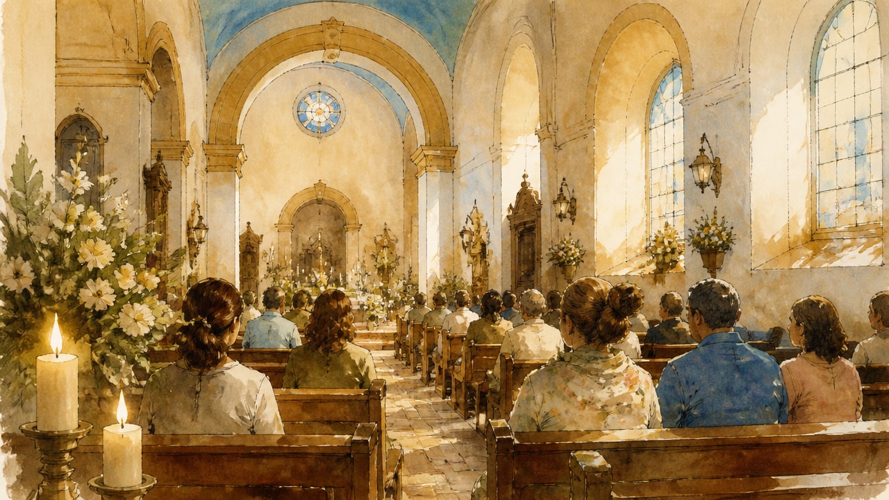 Ilustración de participación activa de los devotos en la estancia de la virgen en almonte