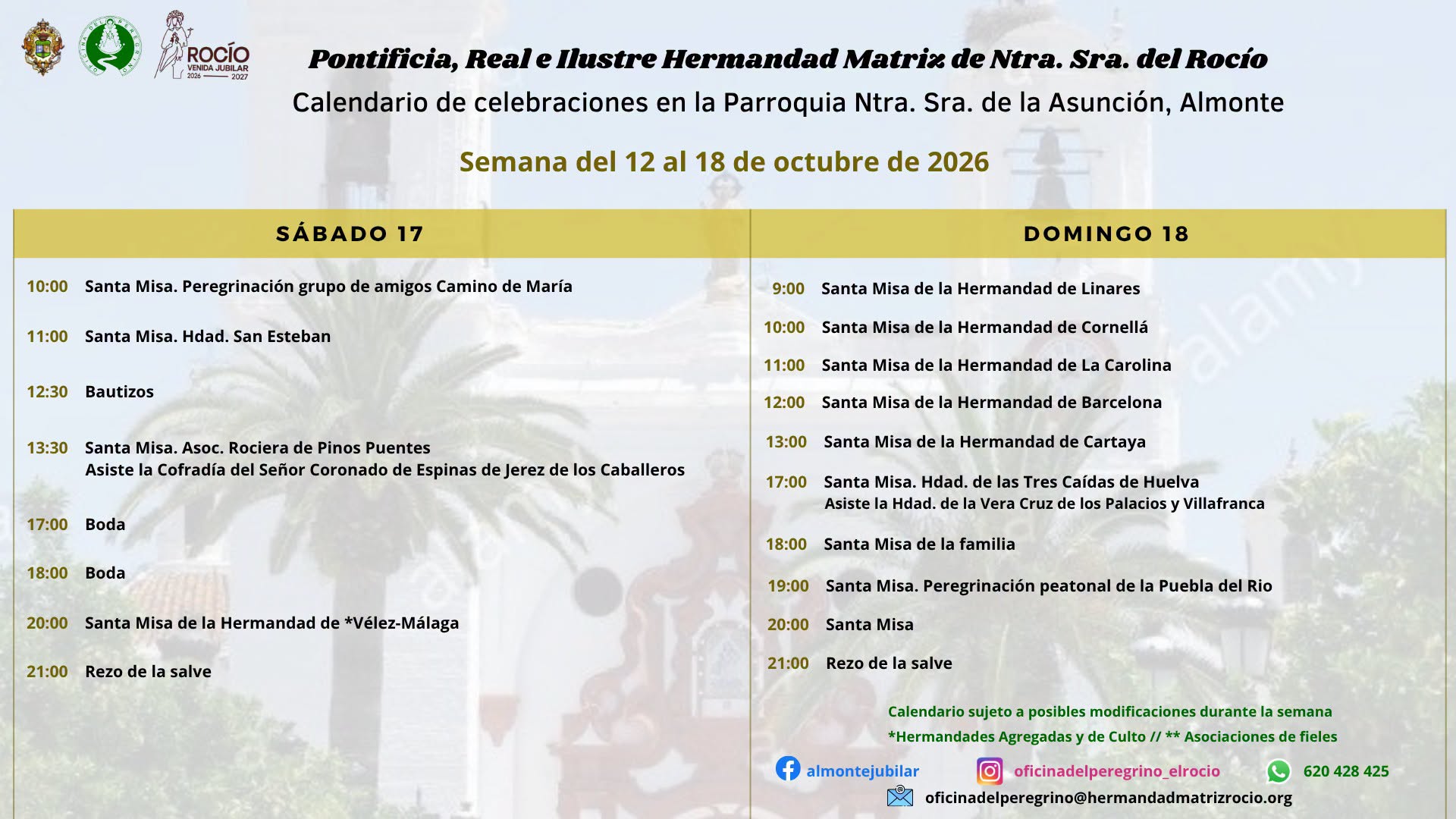 2celebraciones de la semana del 12 al 18 de octubre 2026