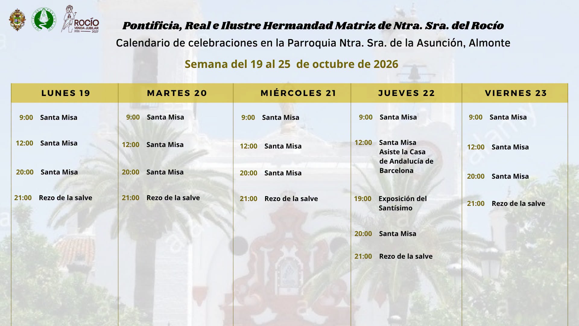 celebraciones de la semana del 19 al 25 de octubre 1