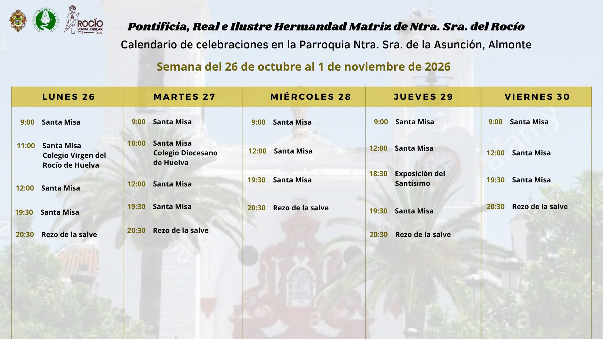 celebraciones de la semana del 26 de octubre al 1 de noviembre 1