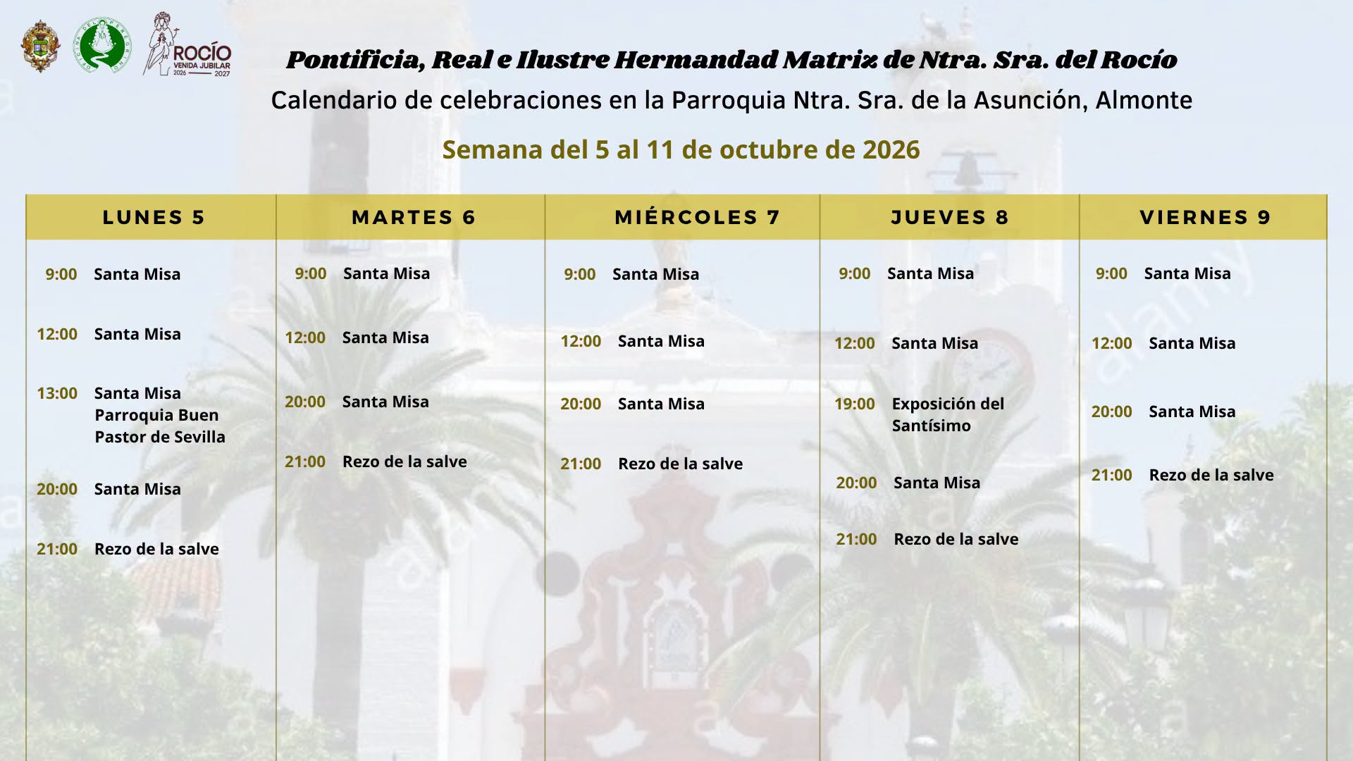 celebraciones de la semana del 5 al 11 de octubre 2026 1