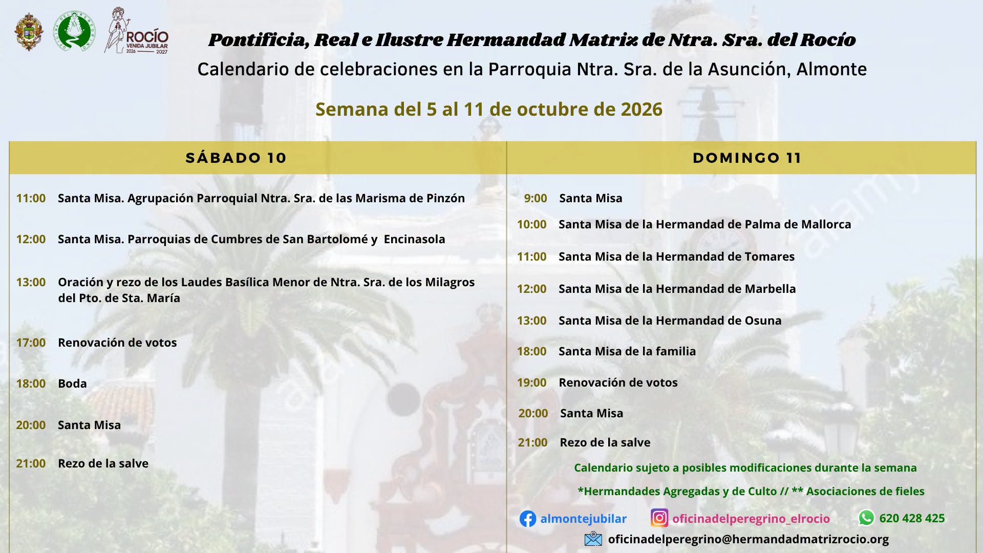 celebraciones de la semana del 5 al 11 de octubre 2026 2