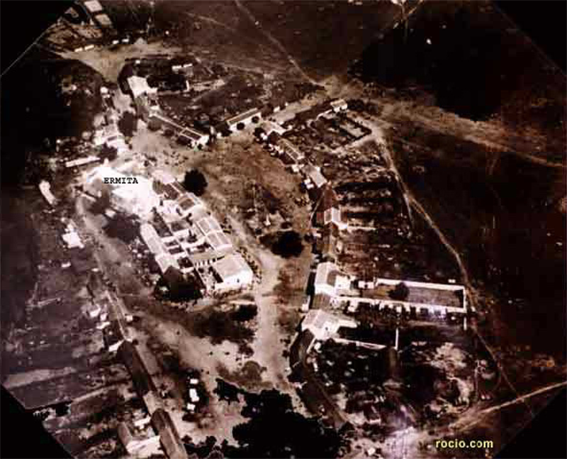 Fotografía aérea de la antigua aldea del Rocío