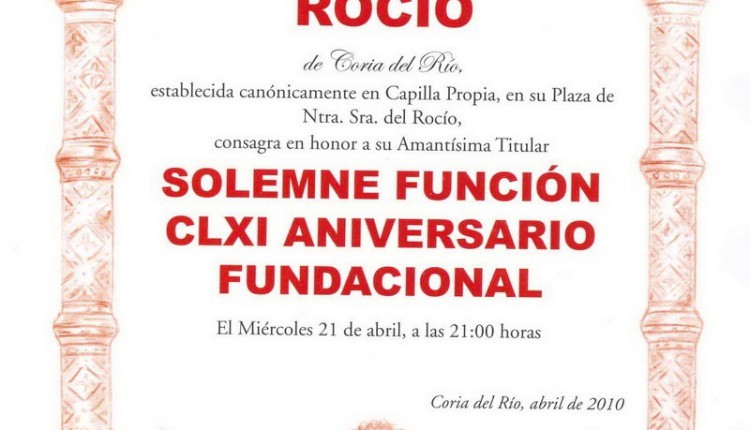 Hermandad de Coria del Río – Solemne Función CLXI Aniversario Fundacional