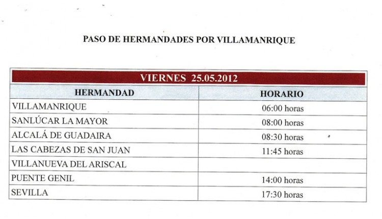 Cruce por Coria, Vado de Quema, Sanlucar, y Villamanrique el viernes 25 de mayo 2012
