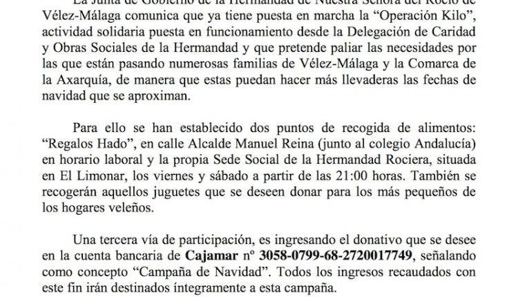 Hermandad de Vélez Málaga – Operación Kilo