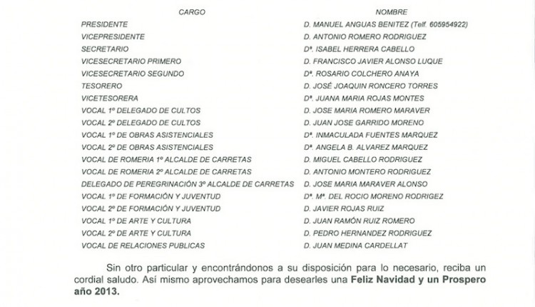 Hermandad de Pilas – Nueva Junta de Gobierno