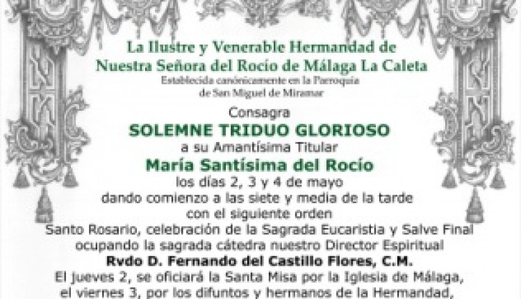 Hermandad de Málaga la Caleta – Solemne Triduo y Pregón