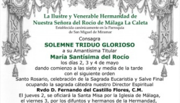 Hermandad de Málaga la Caleta – Solemne Triduo y Pregón