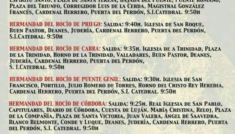 Salida procesional extraordinaria en Córdoba de las Hermandades del Rocío