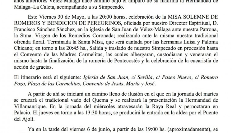 Hermandad de Vélez-Málaga- Inicia su camino