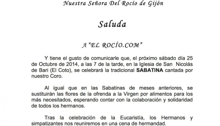 Hermandad de Gijón – Tradicional Sabatina