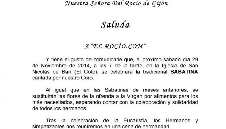 Hermandad de Gijón – Tradicional Sabatina