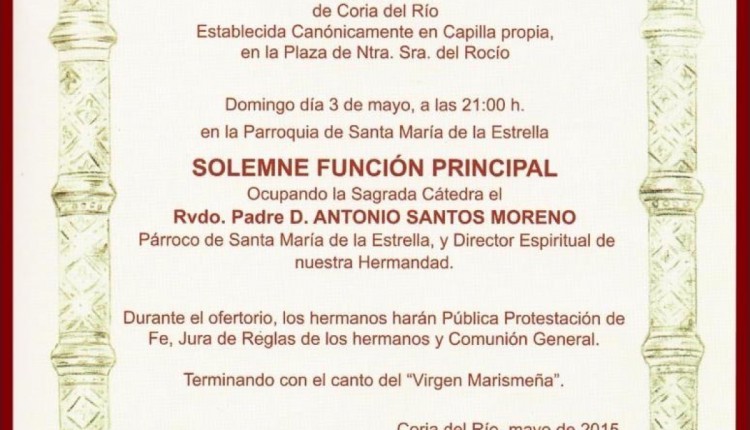 Hermandad de Coria – Cultos y Actos de la Hermandad