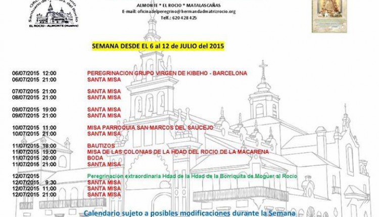Calendario de Peregrinaciones del 6 al 12 de julio de 2015