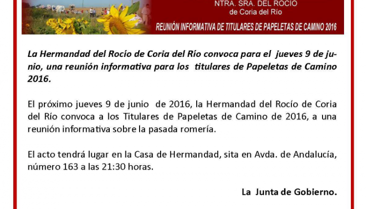 Hermandad de Coria – Reunión Informativa