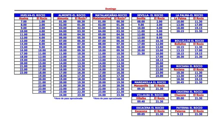 Autobuses Damas – Horarios Especiales Romería del Rocío 2026